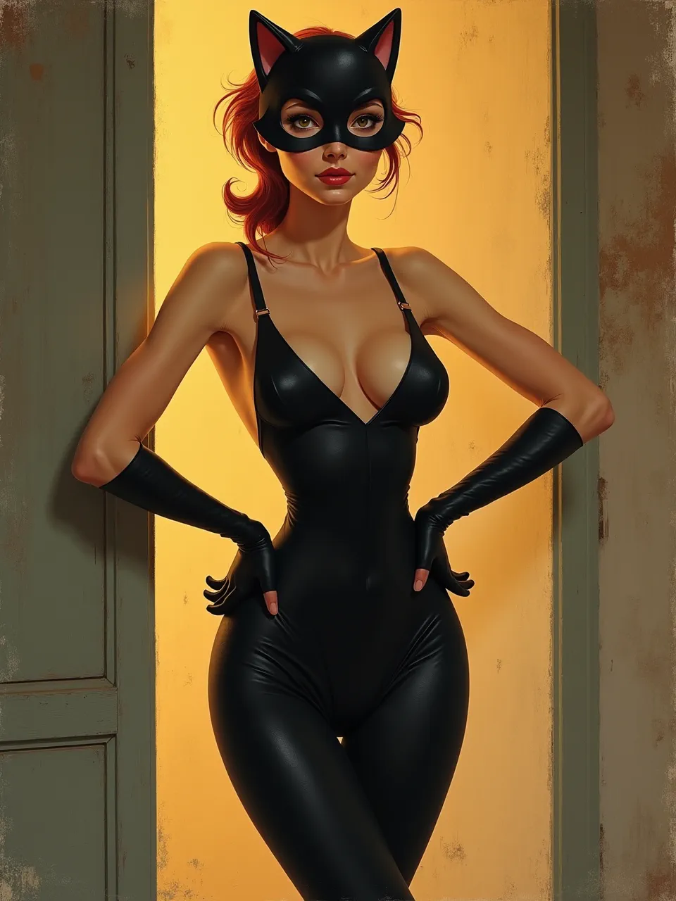 Flux AI's Catwoman, in André Lhote's distinctive style, boasts dramatic lighting highlighting sleek, painterly textures. This digitally rendered oil painting emphasizes sculptural form and rich artistic medium.