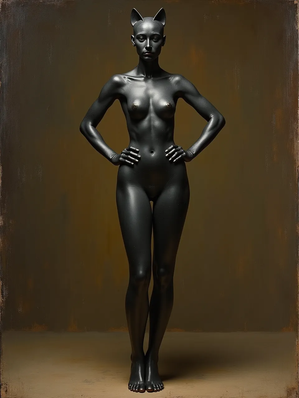 Experience Catwoman reimagined: Antonello da Messina's influence on dramatic lighting, lustrous textures, and masterful oil painting realism. This digital artwork stunningly merges eras.