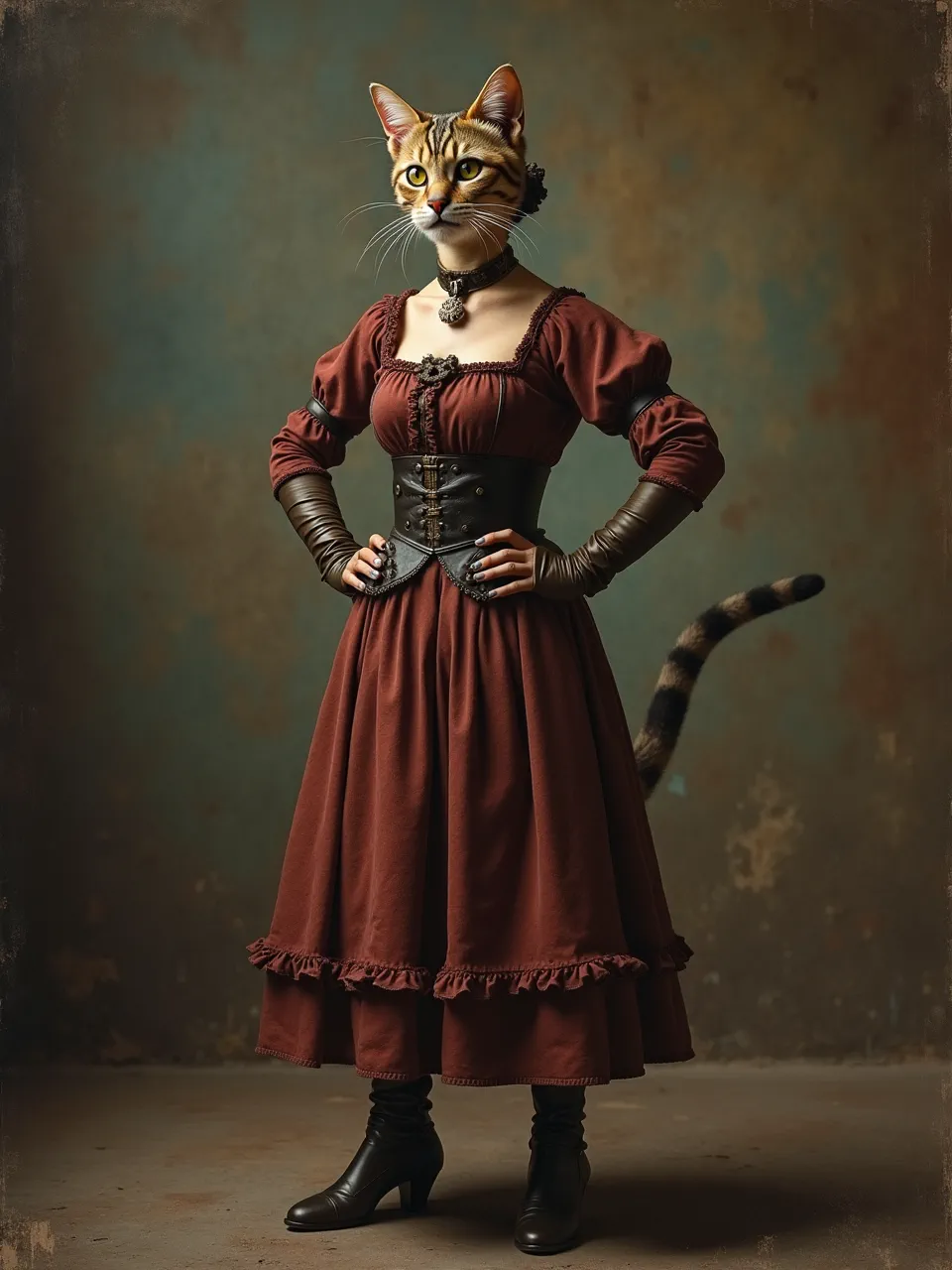 This Clara Peeters-inspired AI oil painting features Catwoman with exquisite lighting, highlighting realistic textures on her historical attire. A stunning fusion of classical art and modern character.