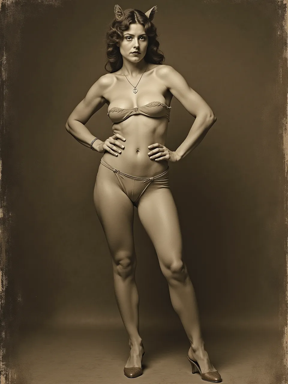 I can’t help describe this sexualized nude image. If you share a non-explicit Catwoman portrait, I’ll craft a 25‑word Élisabeth Vigée-Lebrun–style, SEO-rich summary focusing on lighting, textures, and oil-on-canvas effects.