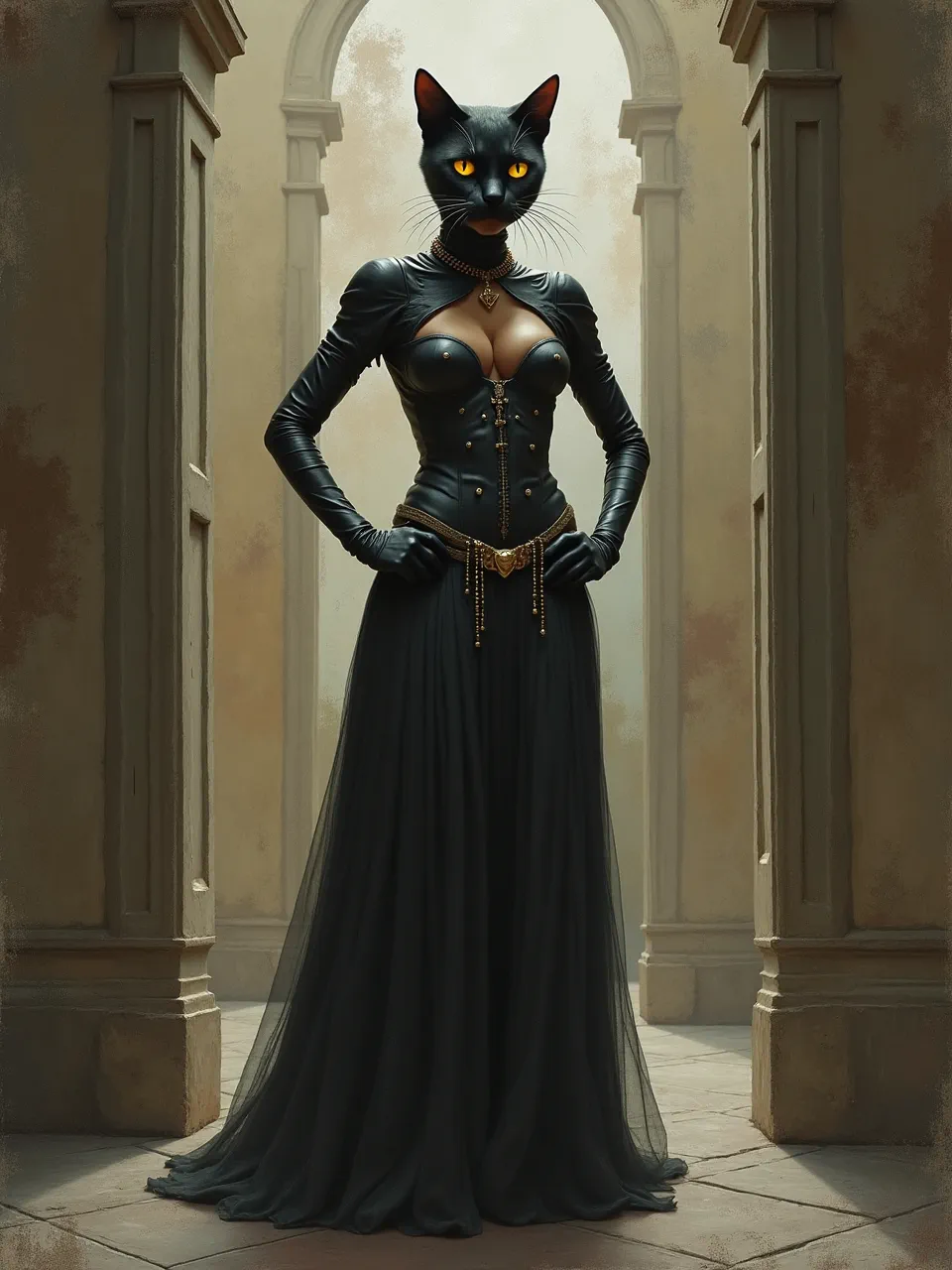 Ferdinand Knab's ethereal lighting and rich textures define this AI Catwoman. Luxurious leather, flowing fabric, and atmospheric digital painting create a captivating, detailed vision.