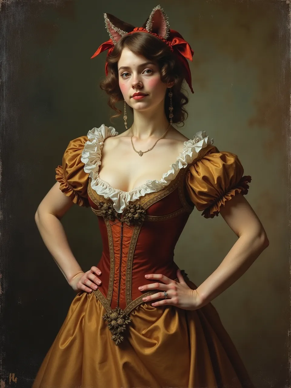 This Flux AI image masterfully blends the iconic character of Catwoman with the opulent aesthetic of Francois Boucher, creating a stunning Rococo-era portrait. The subject, a youthful woman, is adorned.