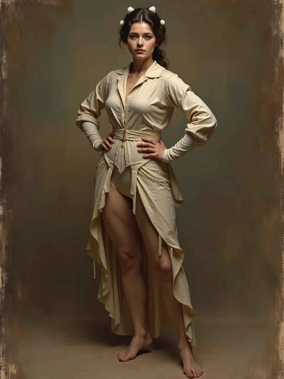 Flux AI's Catwoman generation, in Franz Xaver Winterhalter's style, showcases luminous lighting, rich fabric textures, and digital oil painting mastery for a regal portrait.
