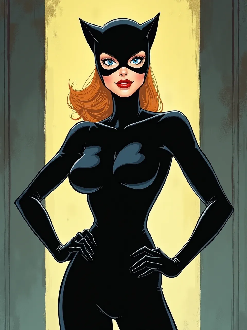 This vibrant Glen Brogan Catwoman illustration features sharp digital lighting, glossy latex textures, and a dynamic comic art style. An iconic character perfectly captured.