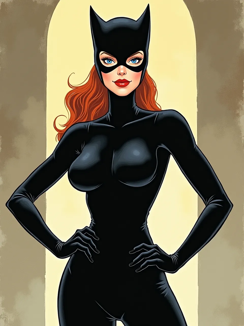 This Catwoman AI generation, rendered in Hugo Pratt's style, showcases dynamic lighting accentuating sleek suit textures. Its crisp comic art medium makes for a captivating digital illustration.