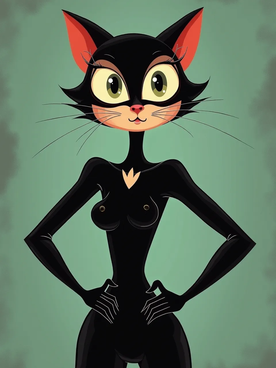 Discover Iwona Lifsches' striking Catwoman digital illustration featuring glossy, sleek textures and soft, even lighting. This vibrant animated artwork beautifully showcases her iconic comic-inspired styling, perfect for fans.