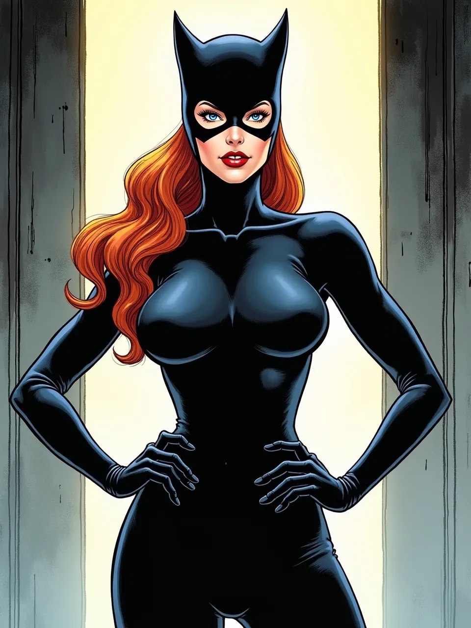 This vibrant Jim Lee Catwoman artwork features iconic comic book styling with dramatic lighting, sleek suit textures, and meticulous digital illustration, showcasing her powerful presence.