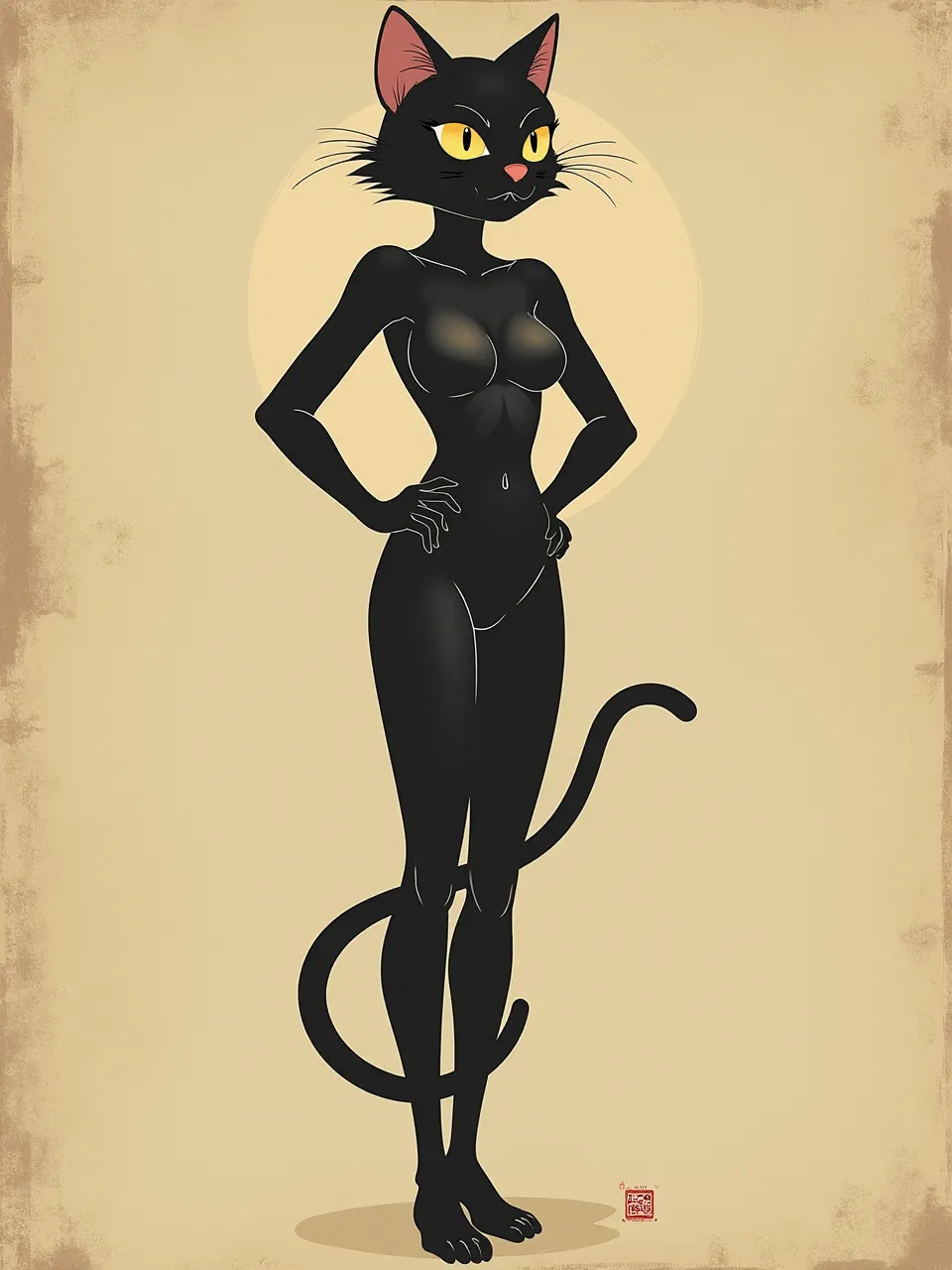 This stunning Catwoman rendition in the serene Kawase Hasui woodblock style features elegant, soft lighting and subtle paper textures. A masterful digital interpretation evoking traditional Japanese print artistry.