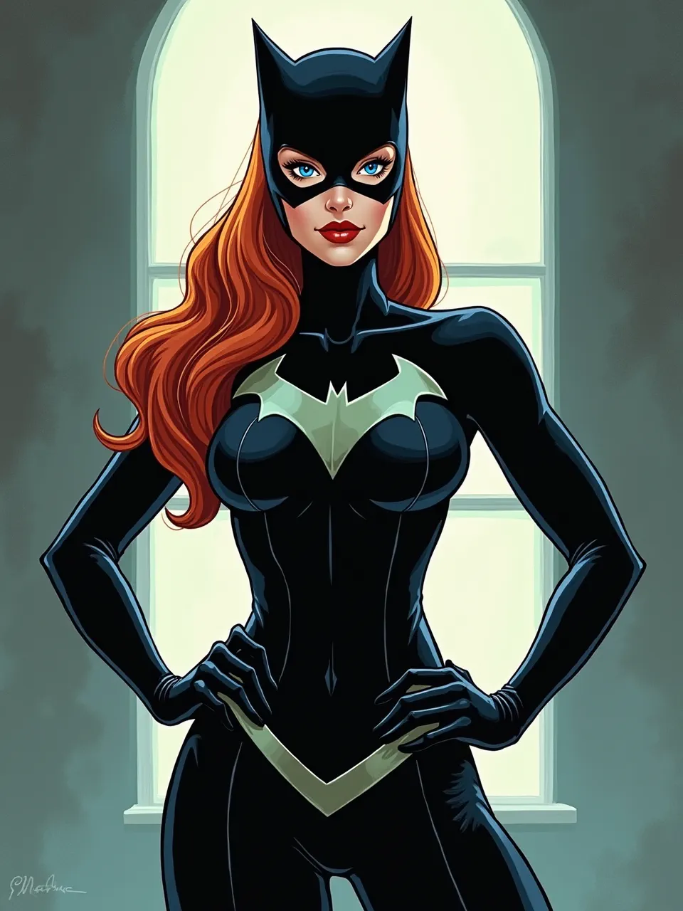 This stunning digital Catwoman piece by Flux AI evokes Matt Rhodes' vibrant style. Expert lighting enhances sleek suit textures, creating a dynamic, comic book feel.