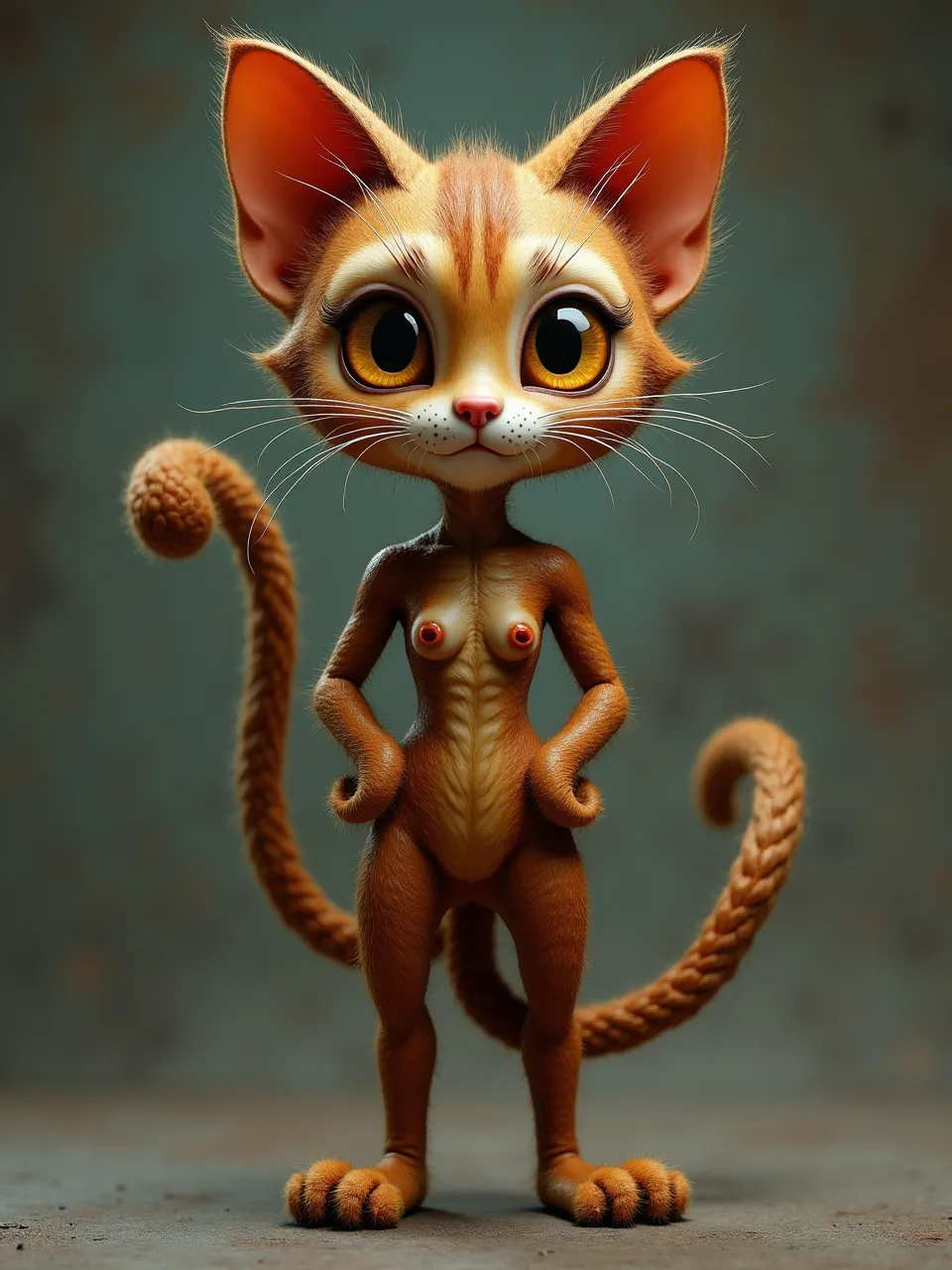 Naoto Hattori's unique Catwoman interpretation shines. Exquisite 3D digital art features nuanced lighting, detailed furry textures, and sculptural forms, creating a truly distinct, captivating render.