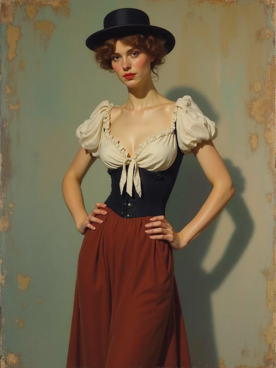 This Flux AI Catwoman portrait masterfully employs Pierre-Auguste Renoir's characteristic soft lighting and delicate textures, reimagined as an exquisite oil painting medium.