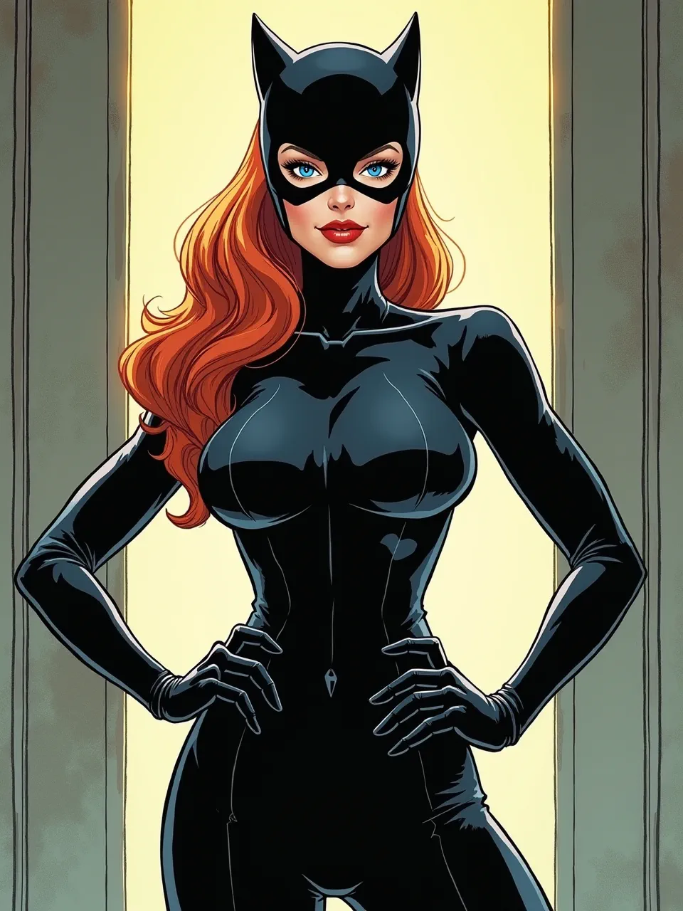 This vivid Catwoman artwork by Sam Bosma showcases dynamic digital illustration. Examine the sharp lighting, sleek suit textures, and signature comic book art style for an iconic depiction.